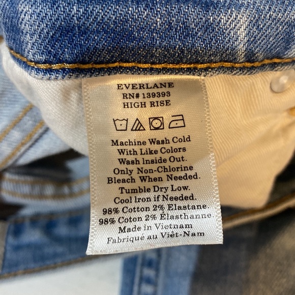 Everlane High Rise Five Pocket Jeans Zip Fly Light Wash Blue Denim 24 Regular - Picture 7 of 8